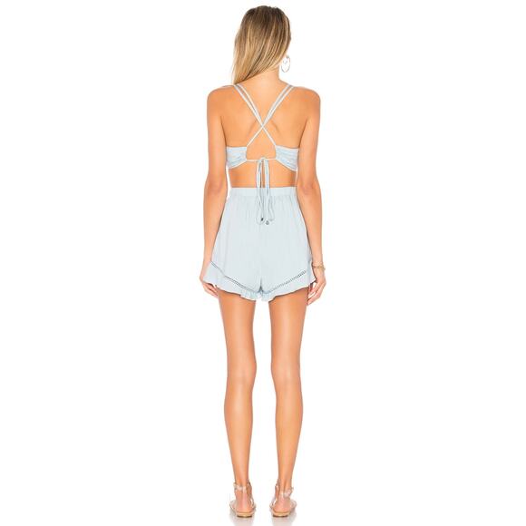 Superdown Tabitha Ruffle Shorts Set Light Blue 2 pc Bralette Sleeveless Sz XS - Picture 4 of 12